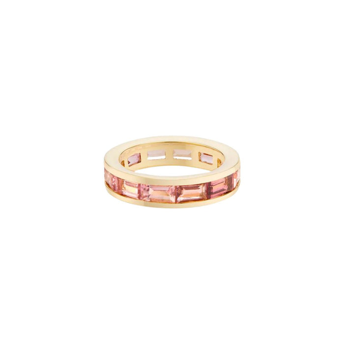 Pink Tourmaline Baguette Eternity Band in Yellow Gold