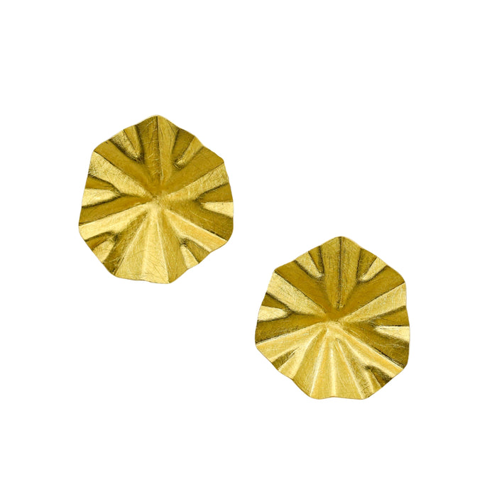 Lotus Leaf Earrings in Yellow Gold