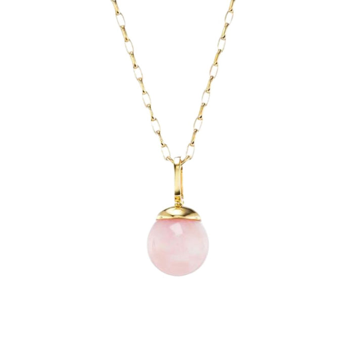 Small Pink Opal Charm in Yellow Gold