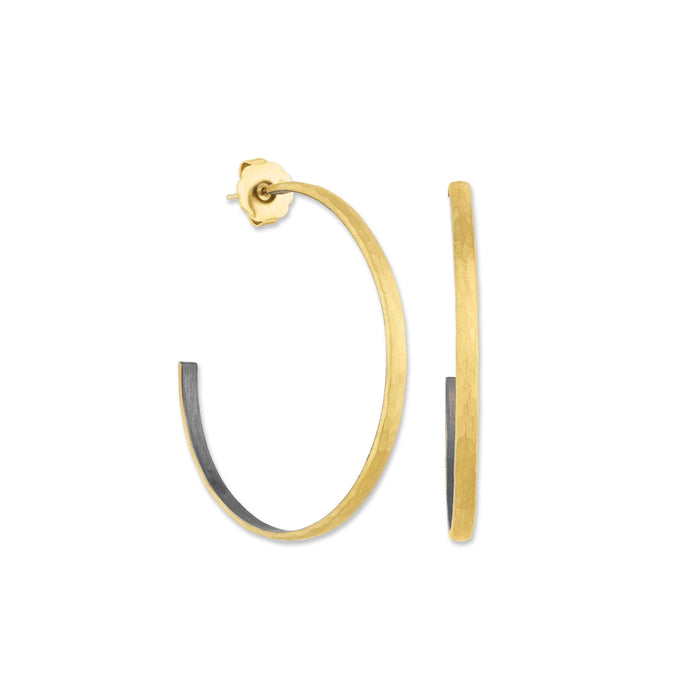 Fusion Hoop Earrings in Yellow Gold and Oxidized Sterling Silver