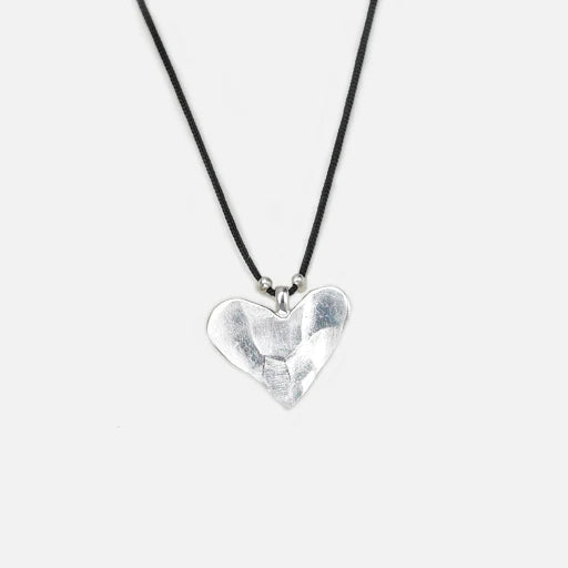Hammered Heart Necklace in Sterling Silver