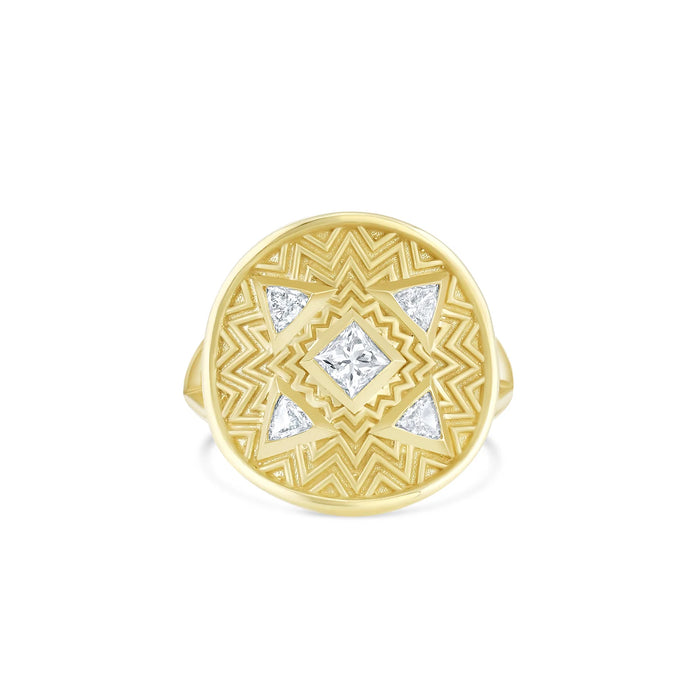 Pure Energy Medallion Ring in Yellow Gold