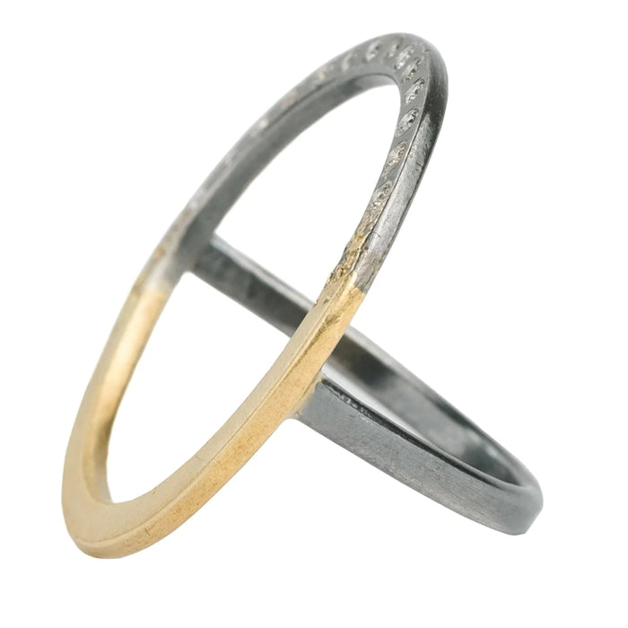 Sunshine Diamond Statement Ring in Yellow Gold and Oxidized Argentium Silver