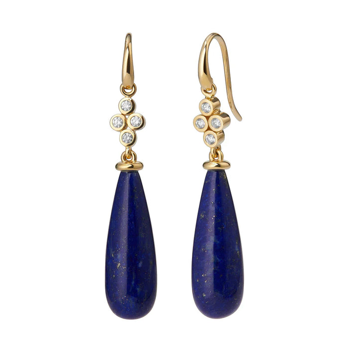 Mogul Lapis Lazuli Long Drop Earrings in Yellow Gold