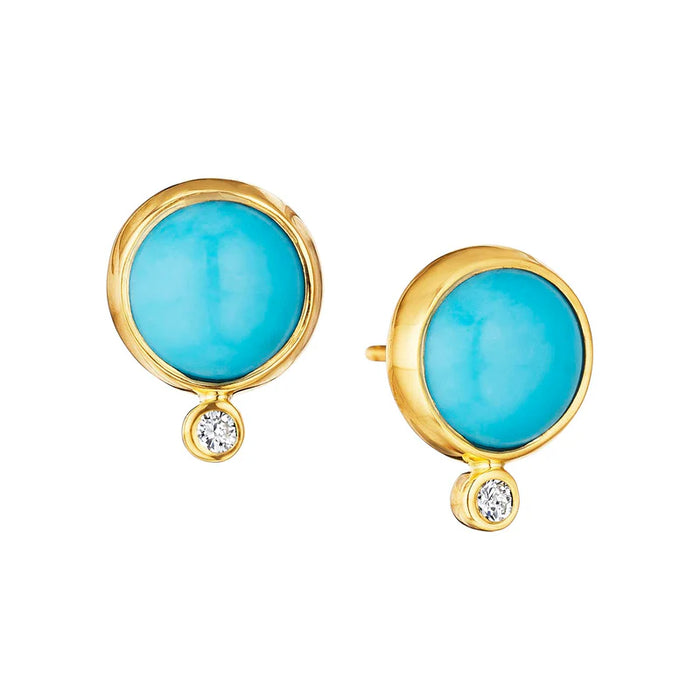 Candy Sleeping Beauty Turquoise Studs in Yellow Gold