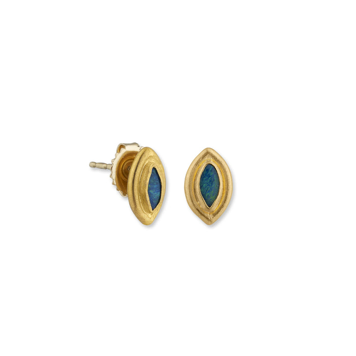 Ocean Opal Stud Earrings in Yellow Gold
