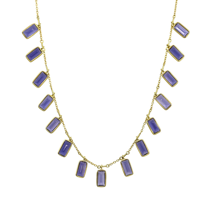 Iolite Demi-Fringe Necklace in Yellow Gold
