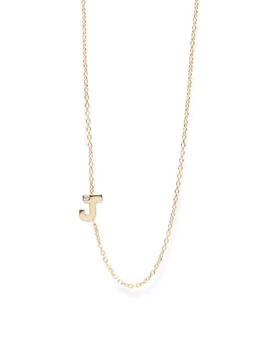 Love Letter Initial J Necklace in Yellow Gold