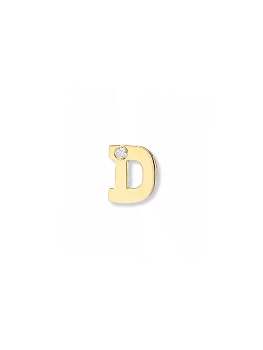 Love Letter Initial Single Stud D in Yellow Gold