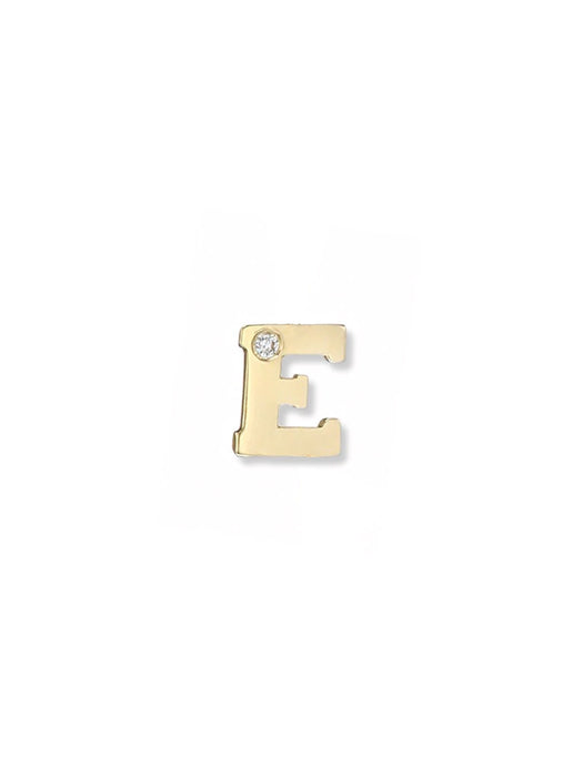 Love Letter Initial Single Stud E in Yellow Gold