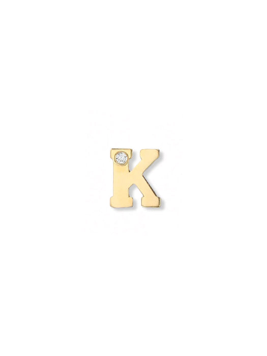 Love Letter Initial K Single Stud in Yellow Gold