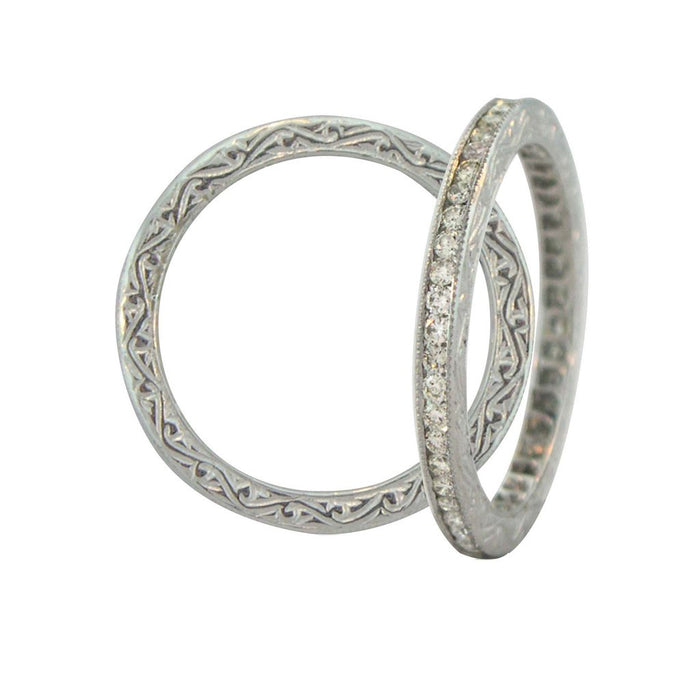 The Channel Band with White Diamond in White Gold