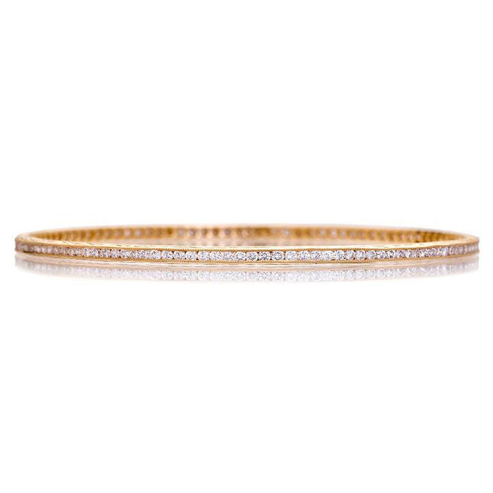 The Channel Bangle with White Diamond in Rose Gold