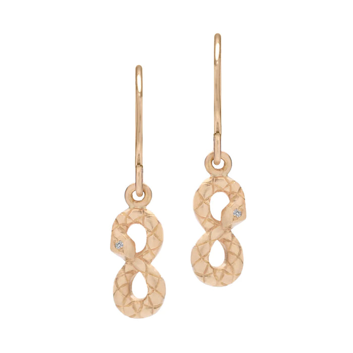 Ouroboros Charm Earrings in Yellow Gold