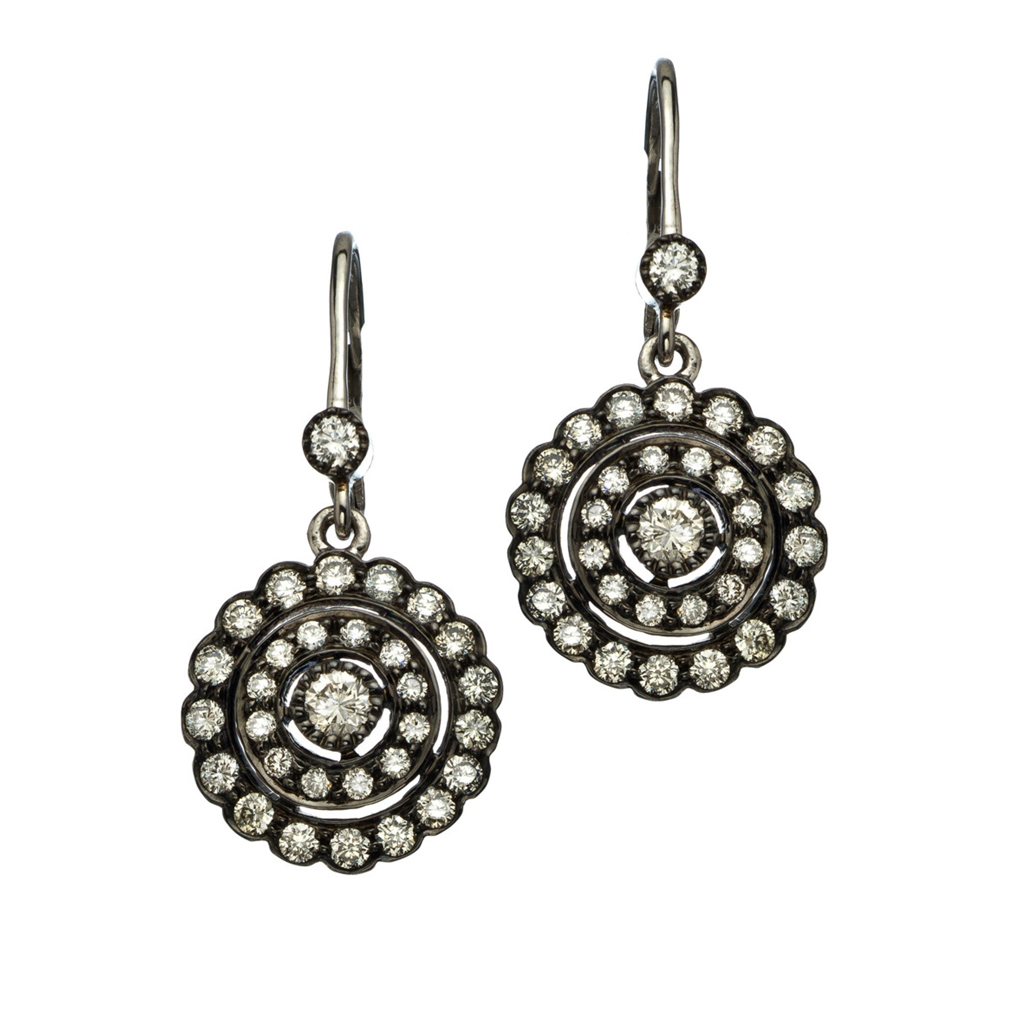 Concentric Diamond Drop Earrings