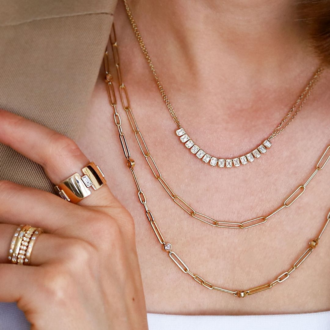 Nea White Diamond Necklace in Yellow Gold
