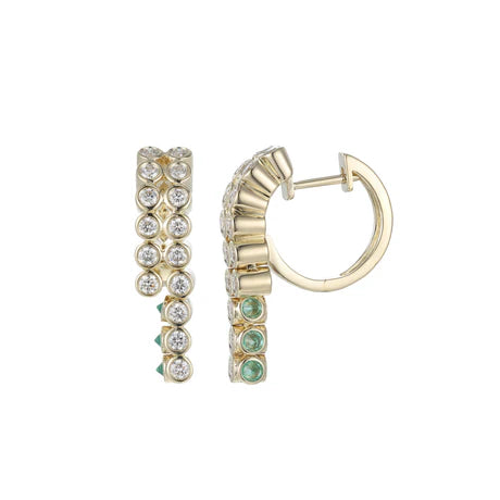 TUBBO SIDEWAY Emerald and Diamond Earrings in Yellow Gold