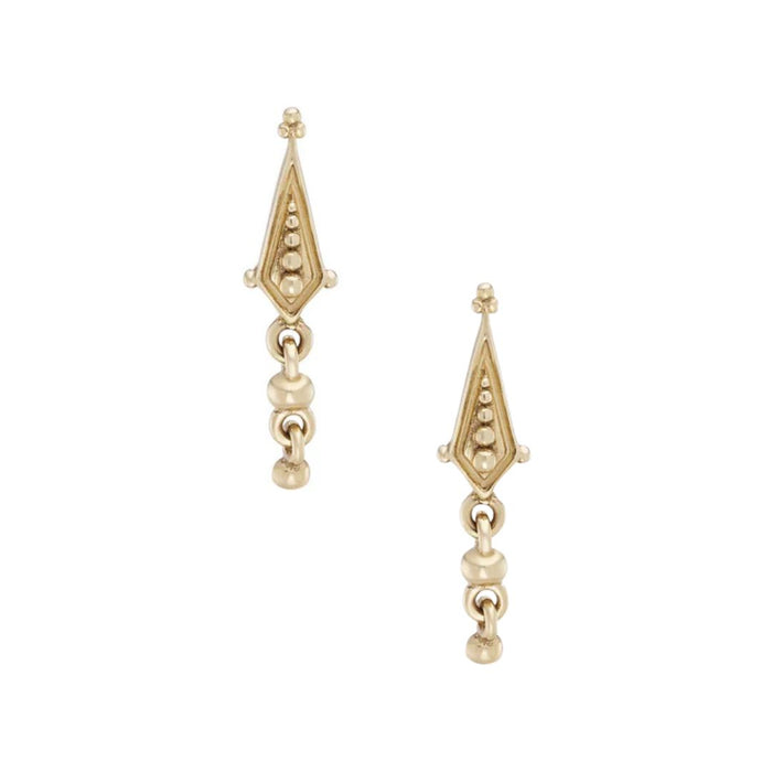 Dala Kite Droplet Beaded Studs in Yellow Gold