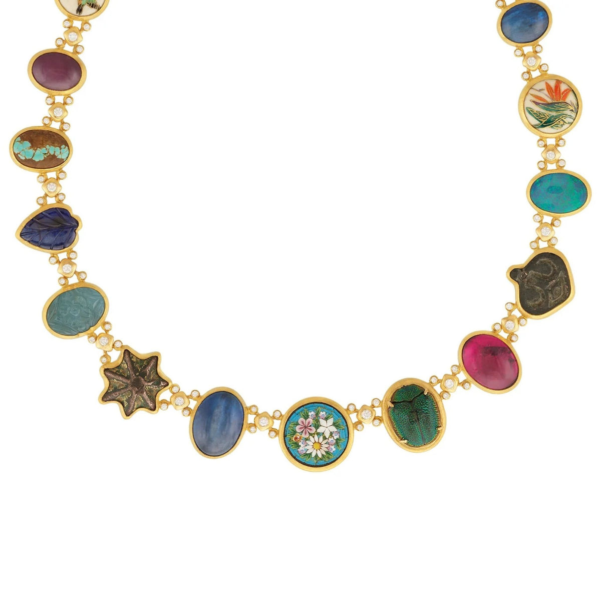 Antiquities One-of-a-Kind Mixed Artifacts Rivière Link Necklace in Yellow Gold