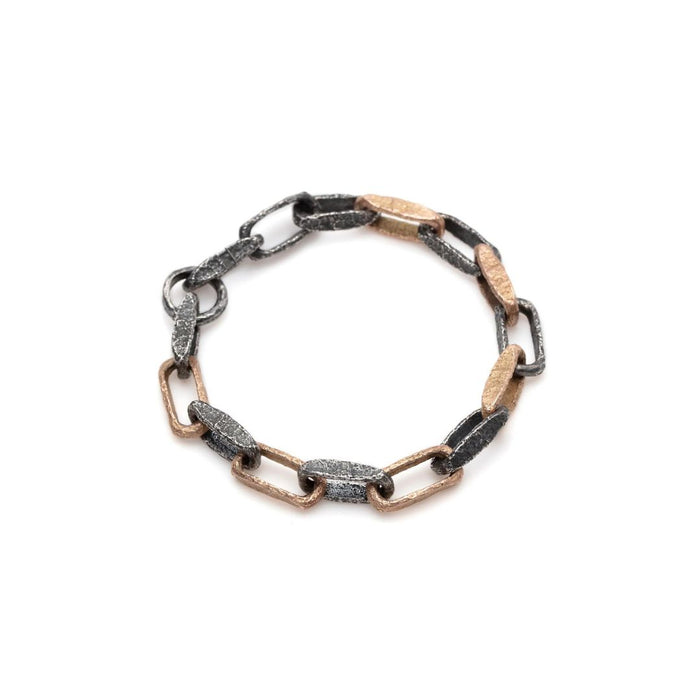 Desmond Link Bracelet in Rose Gold and Oxidized Sterling Silver