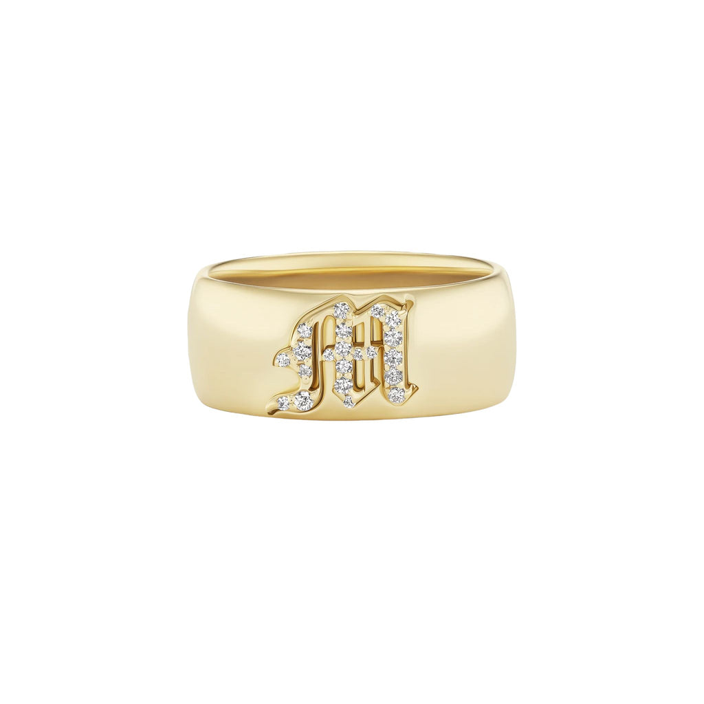 Cigar Letter Band in Yellow Gold