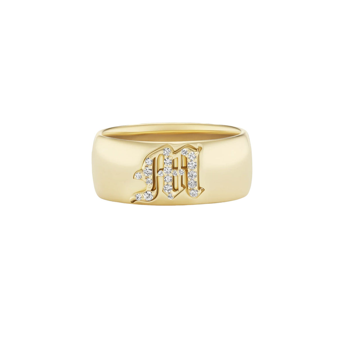 Cigar Letter Band in Yellow Gold