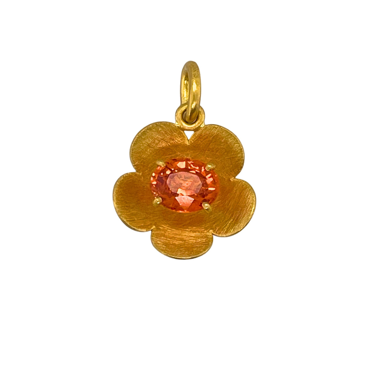 Forget-Me-Not Mandarin Garnet Flower Pendant in Yellow Gold