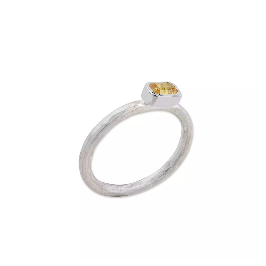 Prismic Yellow Sapphire Ring in Sterling Silver