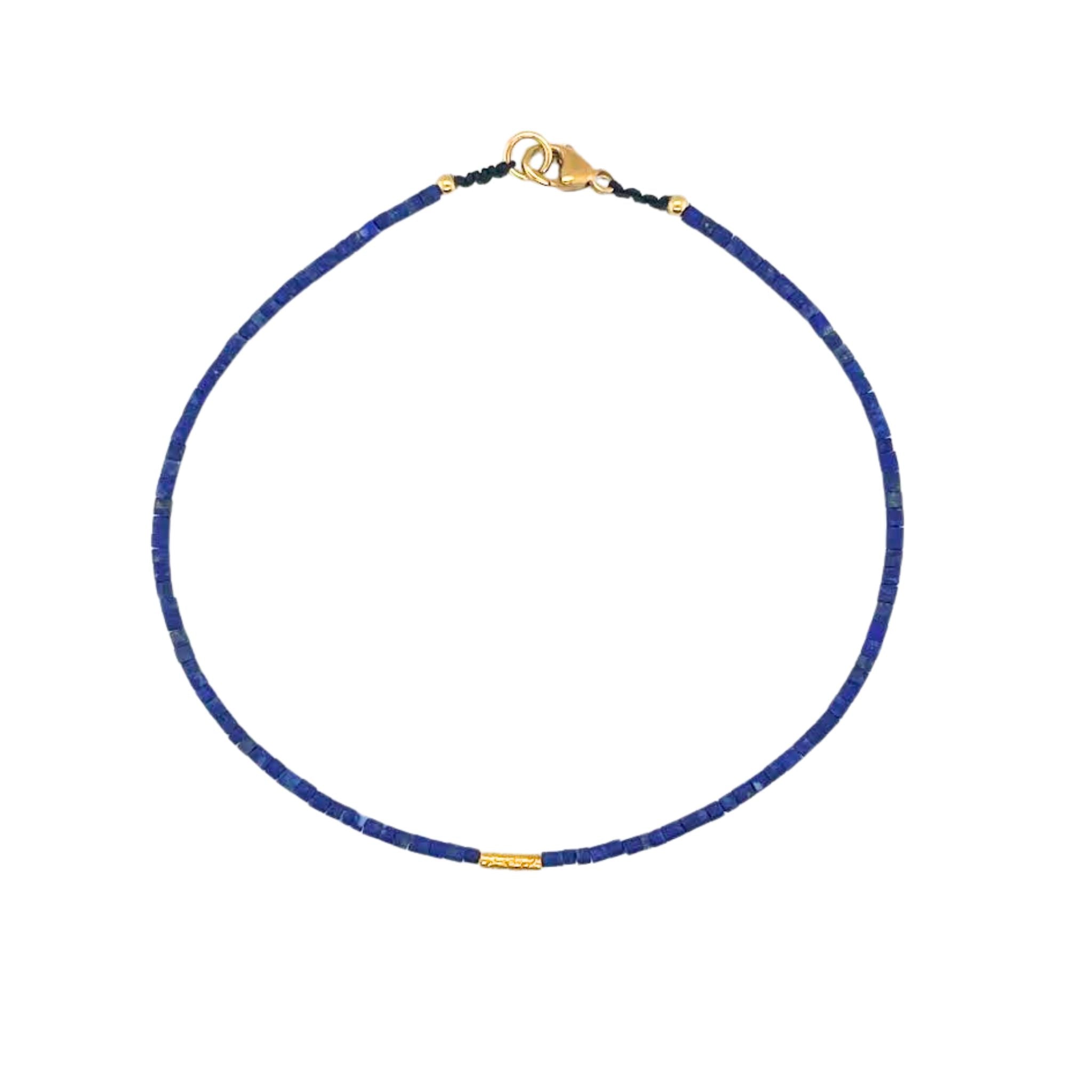 Heishi Lapis Beaded Bracelet in Yellow Gold