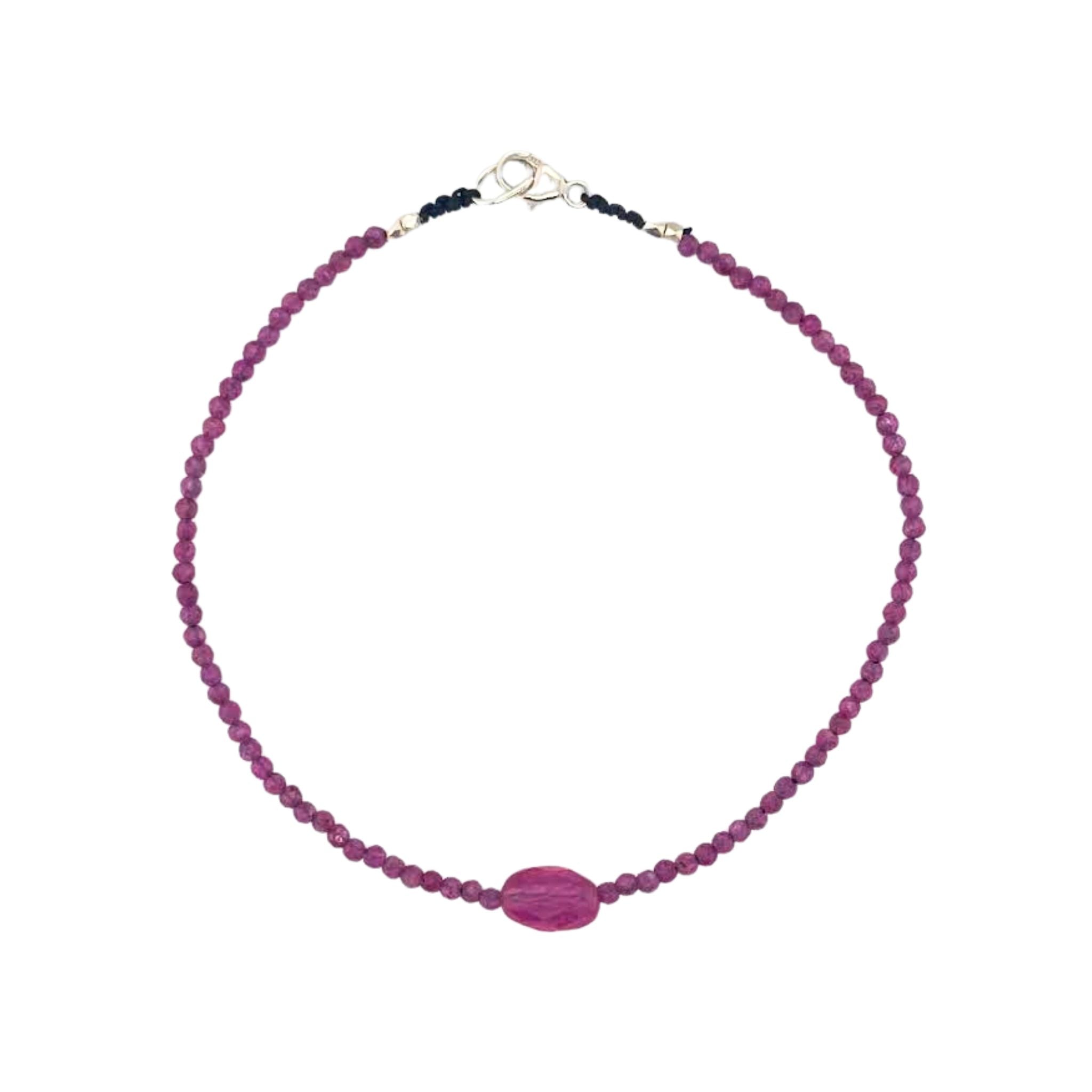 Ruby + Sapphire Beaded Bracelet in Sterling Silver