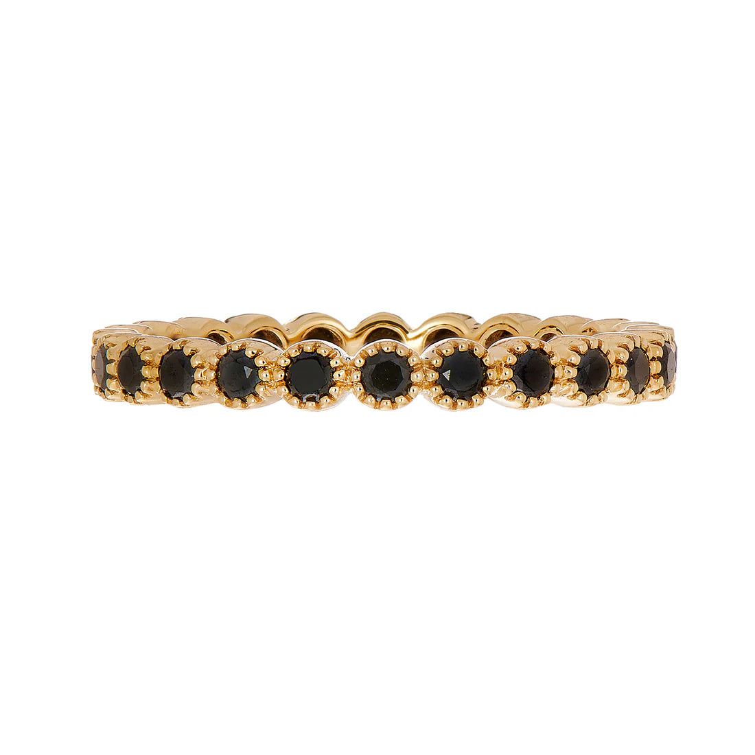 Bezel Black Diamond Band in Yellow Gold
