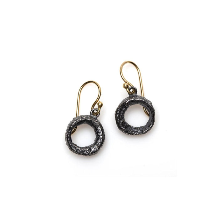 Organic Donut Drops in Oxidized Sterling Silver