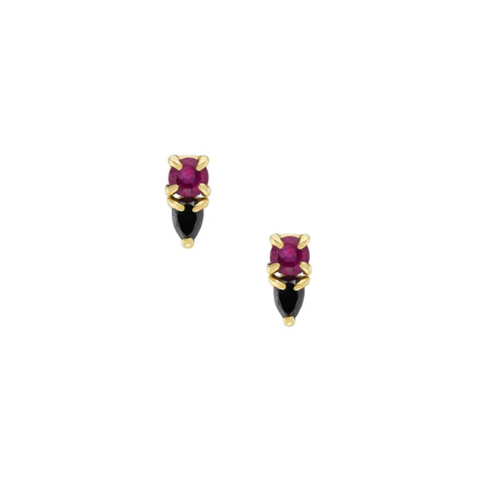 Multi Claw Duo Gemstone Studs in Yellow Gold