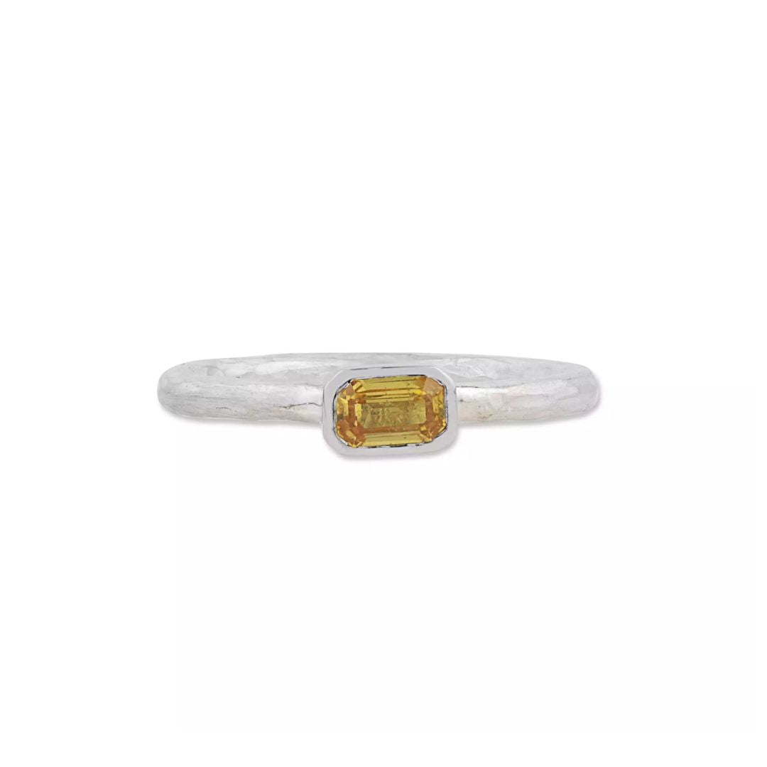 Prismic Yellow Sapphire Ring in Sterling Silver