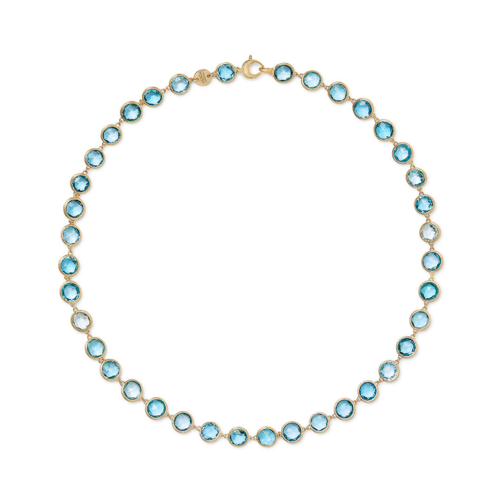 Jaipur Blue Topaz Necklace in Yellow Gold