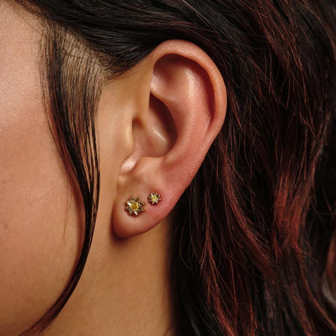 Ray of Sunshine Stud Earrings in Yellow Gold