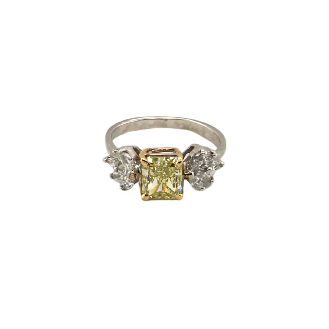 Yellow Diamond Engagement Ring in White Gold and Yellow Gold