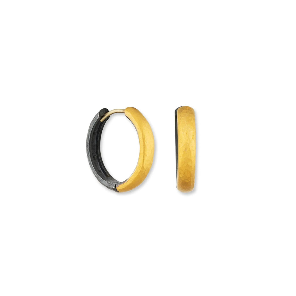 Diana Reversible Hoops in Oxidized Sterling Silver and Yellow Gold