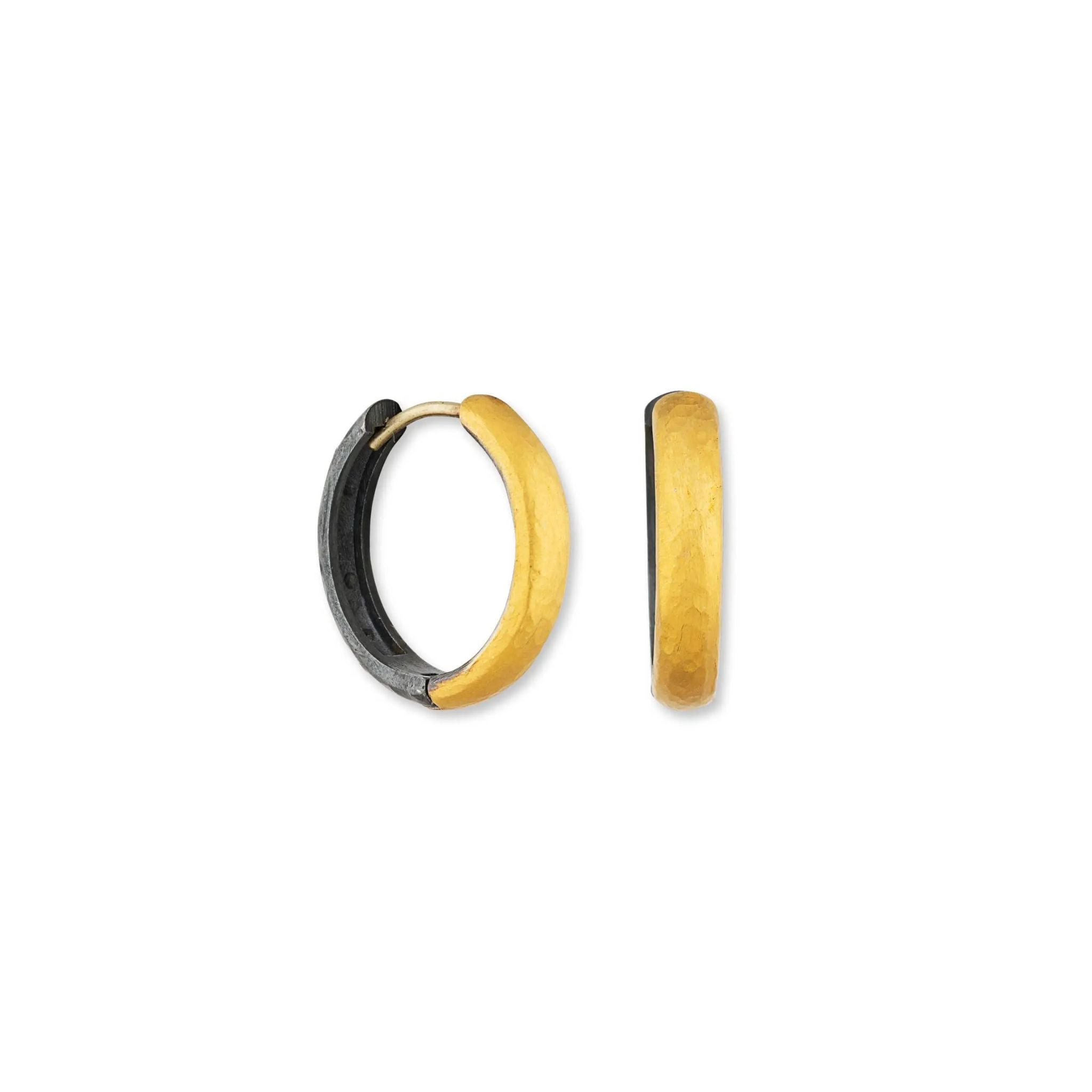Diana Reversible Hoops in Oxidized Sterling Silver and Yellow Gold