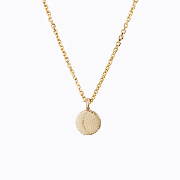Waning Crescent Moon Phase Pendant Necklace in Yellow Gold