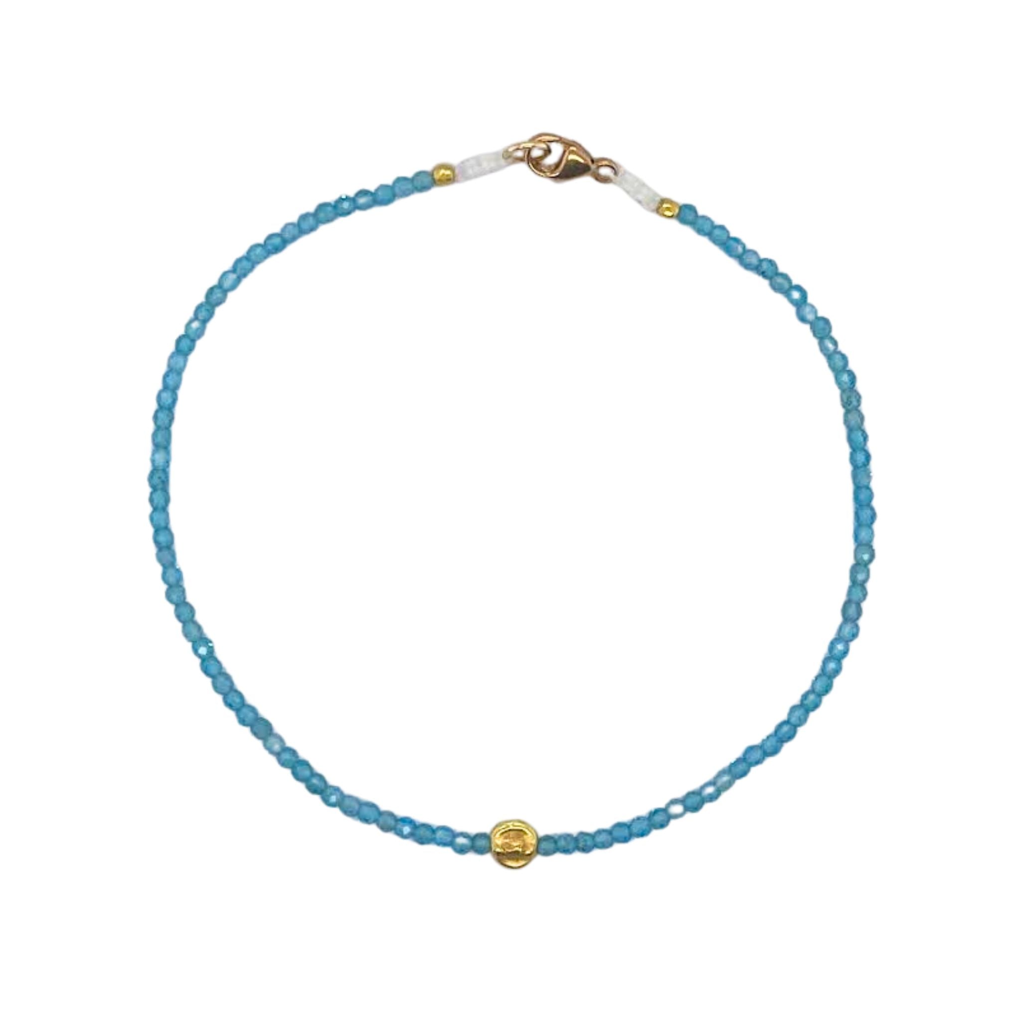 Apatite Beaded Bracelet in Yellow Gold