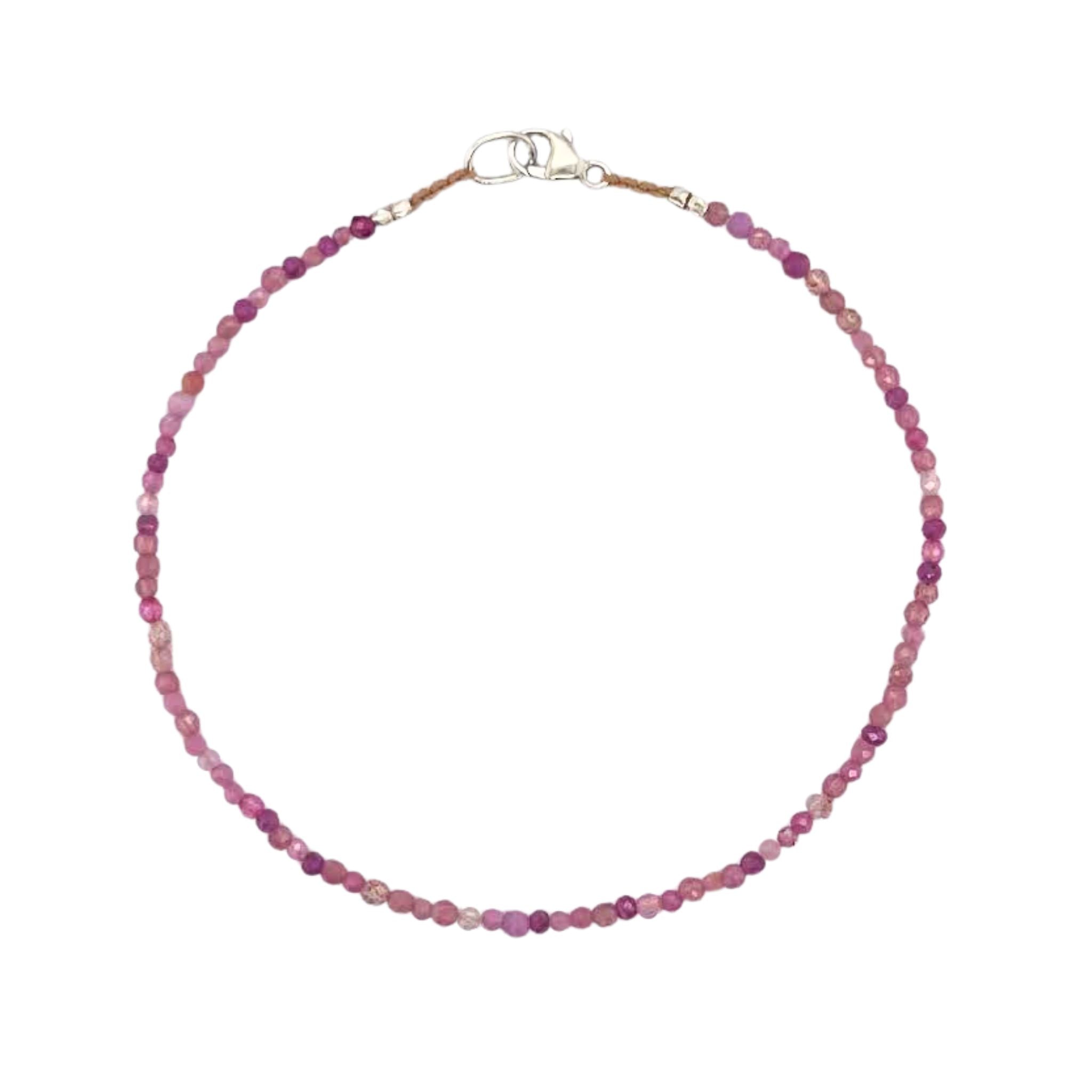 Pink Multi-Stone Beaded Bracelet in Sterling Silver