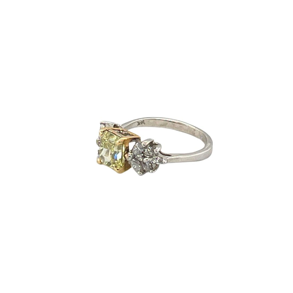 Yellow Diamond Engagement Ring in White Gold and Yellow Gold