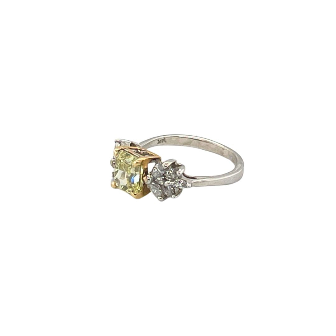 Yellow Diamond Engagement Ring in White Gold and Yellow Gold