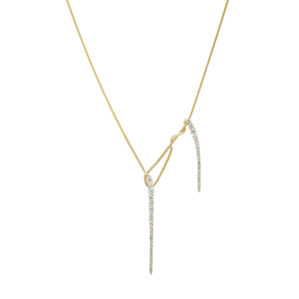 Flourish Lariat Necklace in Yellow Gold