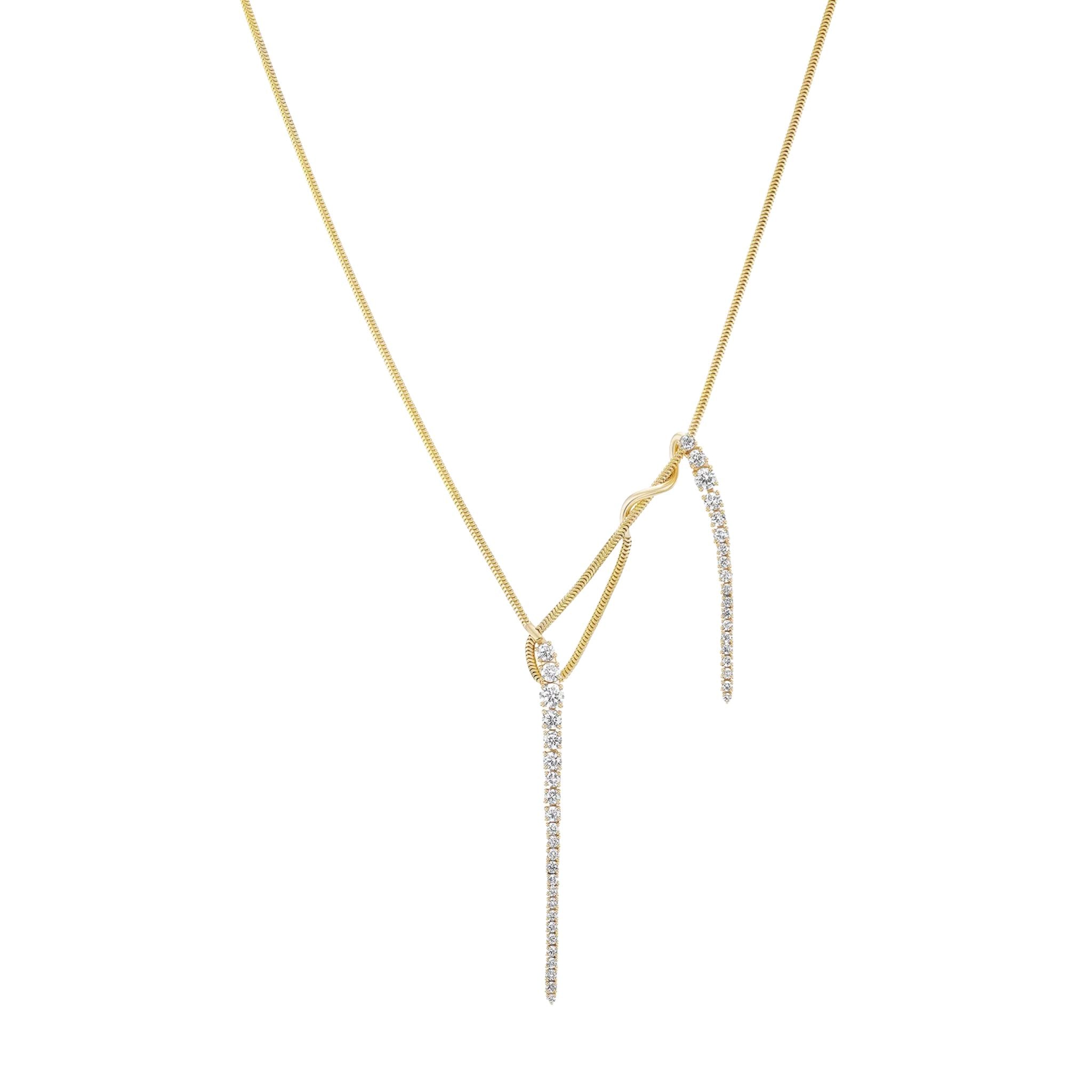 Flourish Lariat Necklace in Yellow Gold