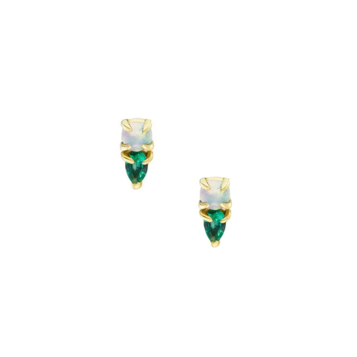 Multi Claw Duo Gemstone Studs in Yellow Gold