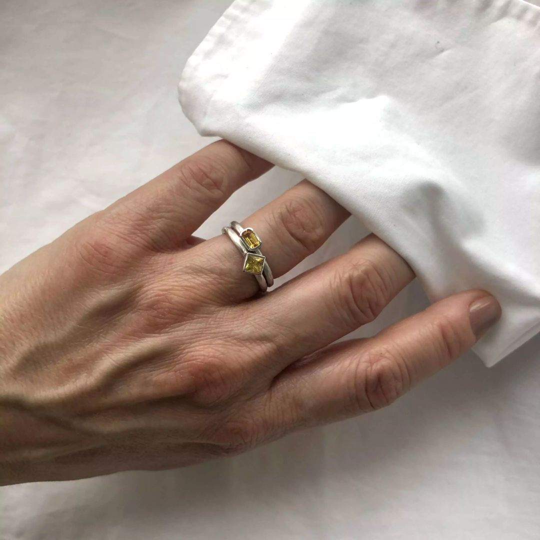Prismic Yellow Sapphire Ring in Sterling Silver