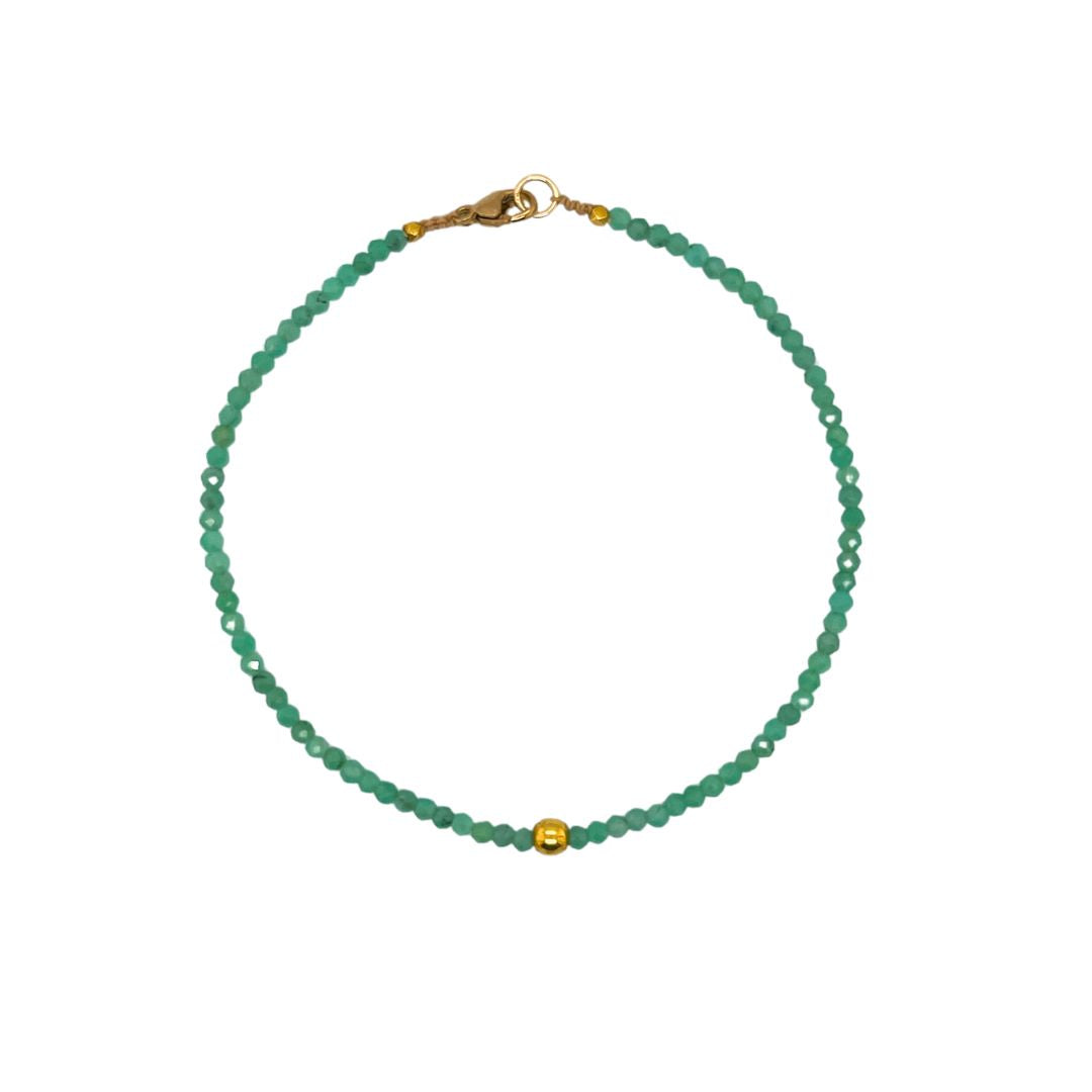 Chrysoprase Beaded Bracelet in Yellow Gold