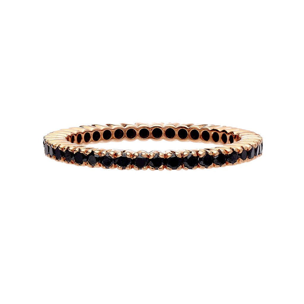 Prong Black Diamond Band in Rose Gold